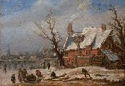 Esaias Van de Velde Winter landscape. oil painting